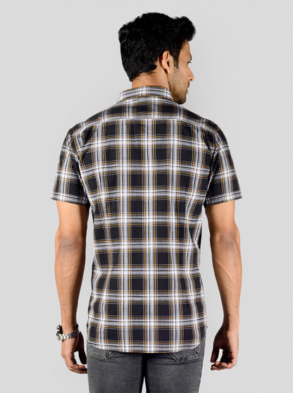 Phantom Black Checked Slim Fit Casual Shirt | JB Sport