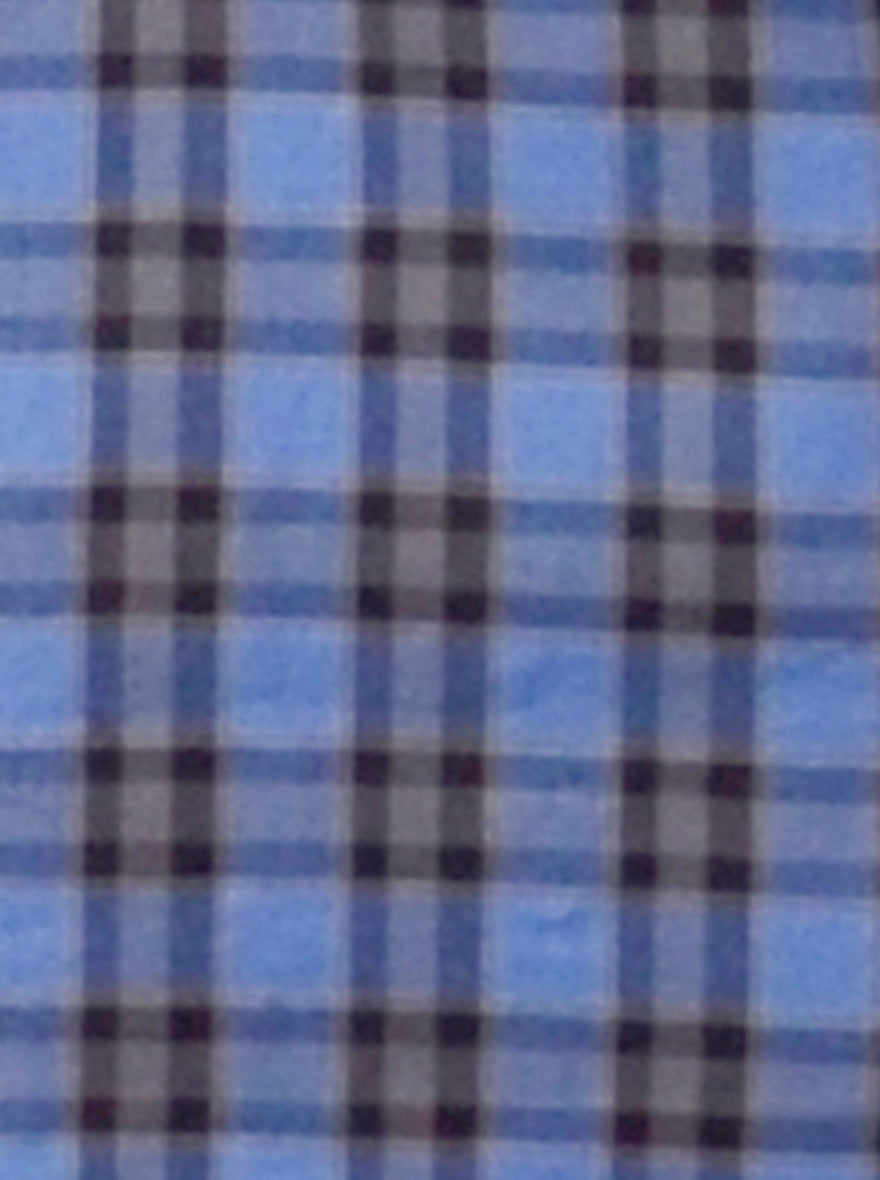 Persian Blue & Brown Checked Slim Fit Casual Shirt | JB Sport