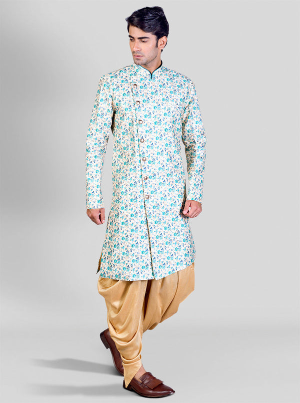 Beige & Green Semi Indowestern | Azania