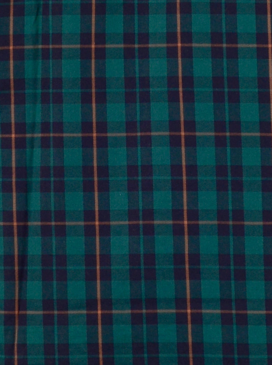 Juster Green Checked Slim Fit Casual Shirt | Greenfibre