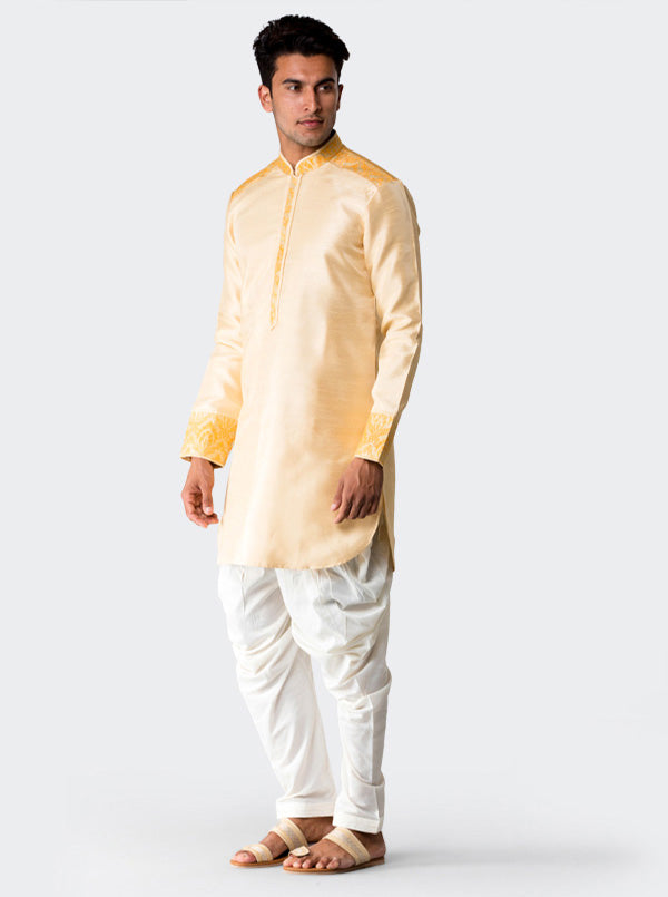 Beige Textured Kurta Set