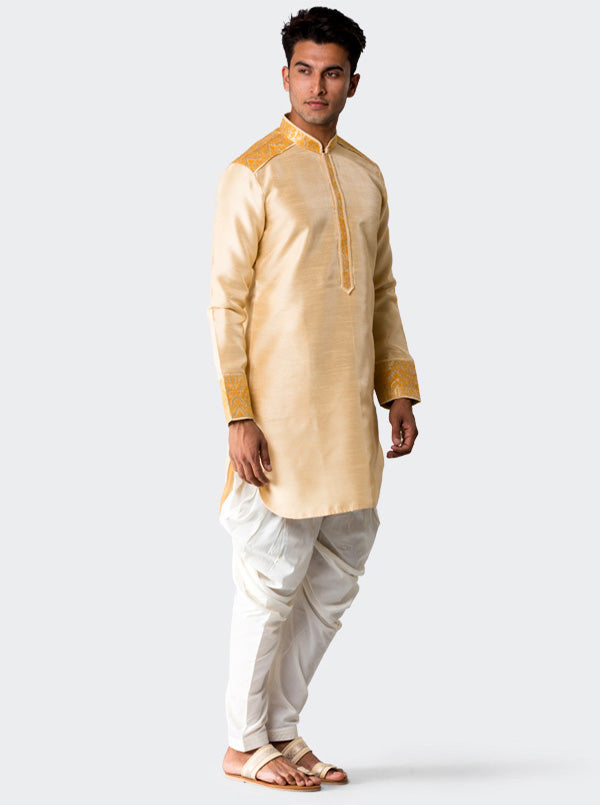 Beige Textured Kurta Set