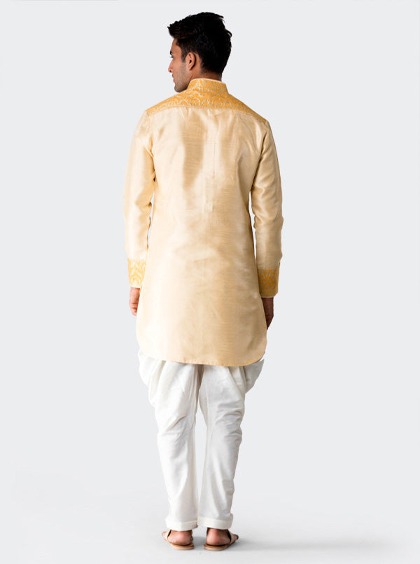 Beige Textured Kurta Set