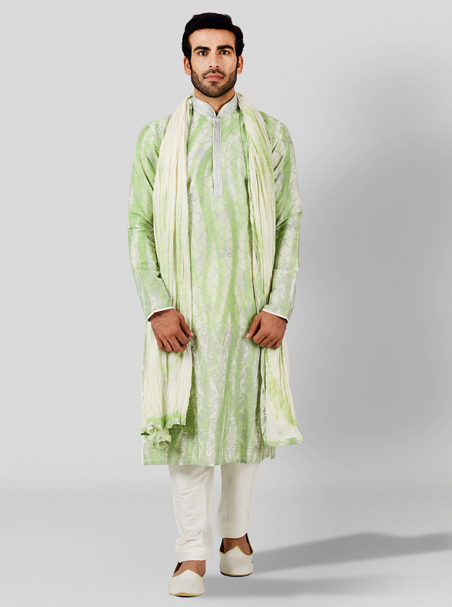 Green & Cream Kurta Set | Azania