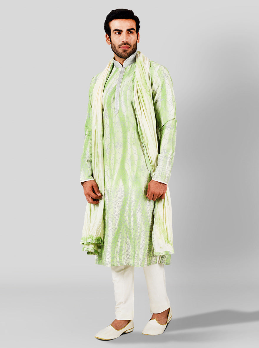 Green & Cream Kurta Set | Azania