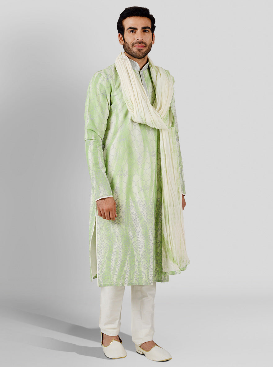 Green & Cream Kurta Set | Azania