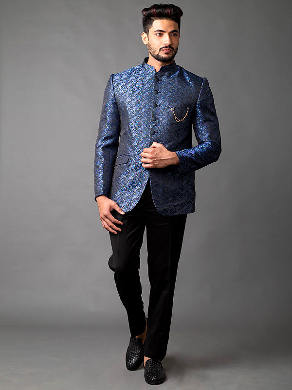 Blue & Black Jodhpuri Suit