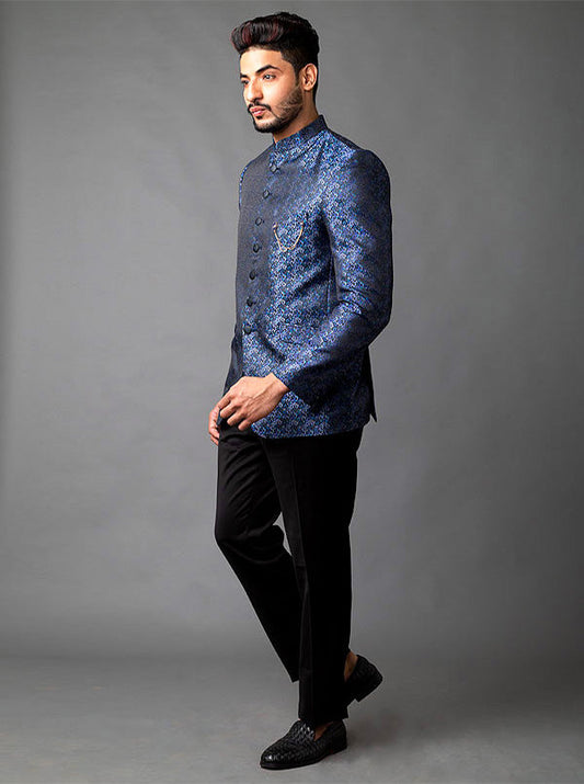 Blue & Black Jodhpuri Suit