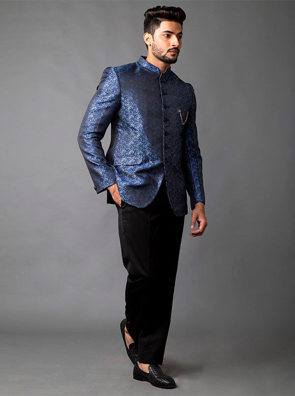 Blue & Black Jodhpuri Suit