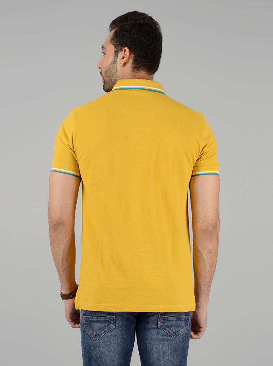 Yellow Solid Slim Fit Polo T-Shirt | JB Sport