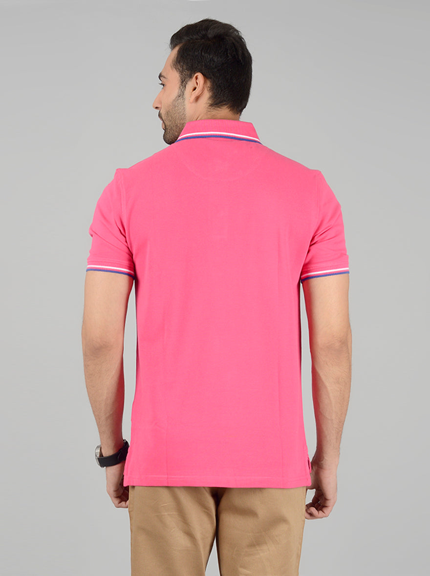 Pink Solid Slim Fit Polo T-Shirt | JB Sport