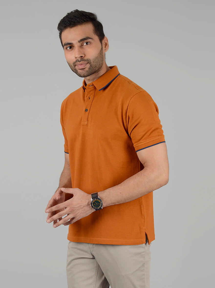 Mustard Yellow Solid Slim Fit Polo T-Shirt | JB Sport