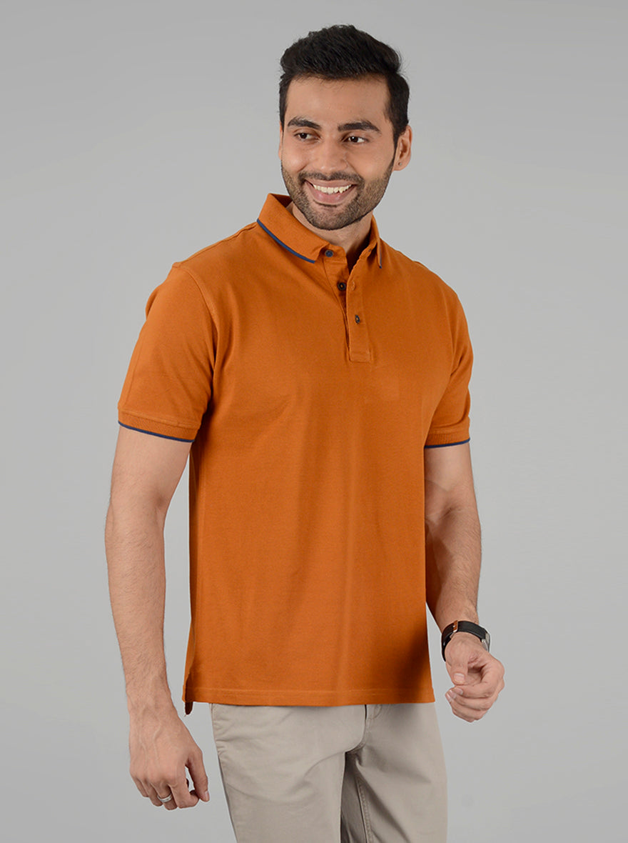 Mustard Yellow Solid Slim Fit Polo T-Shirt | JB Sport