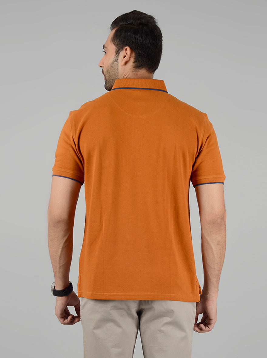Mustard Yellow Solid Slim Fit Polo T-Shirt | JB Sport