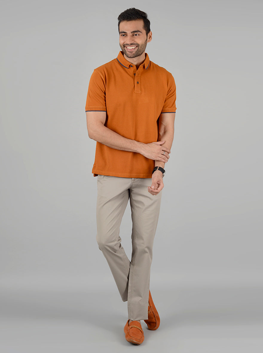 Mustard Yellow Solid Slim Fit Polo T-Shirt | JB Sport