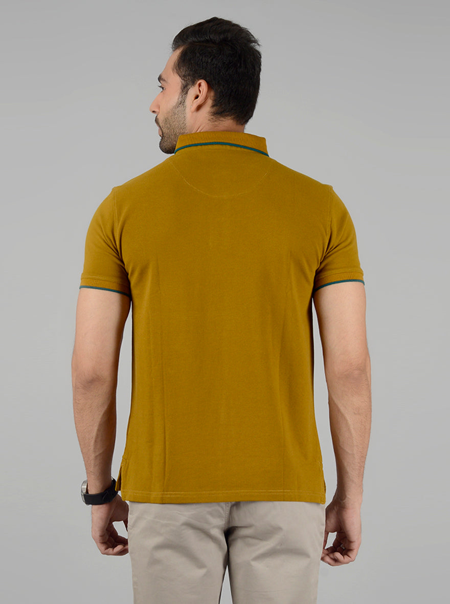 Mustard Yellow Solid Slim Fit Polo T-Shirt | JB Sport