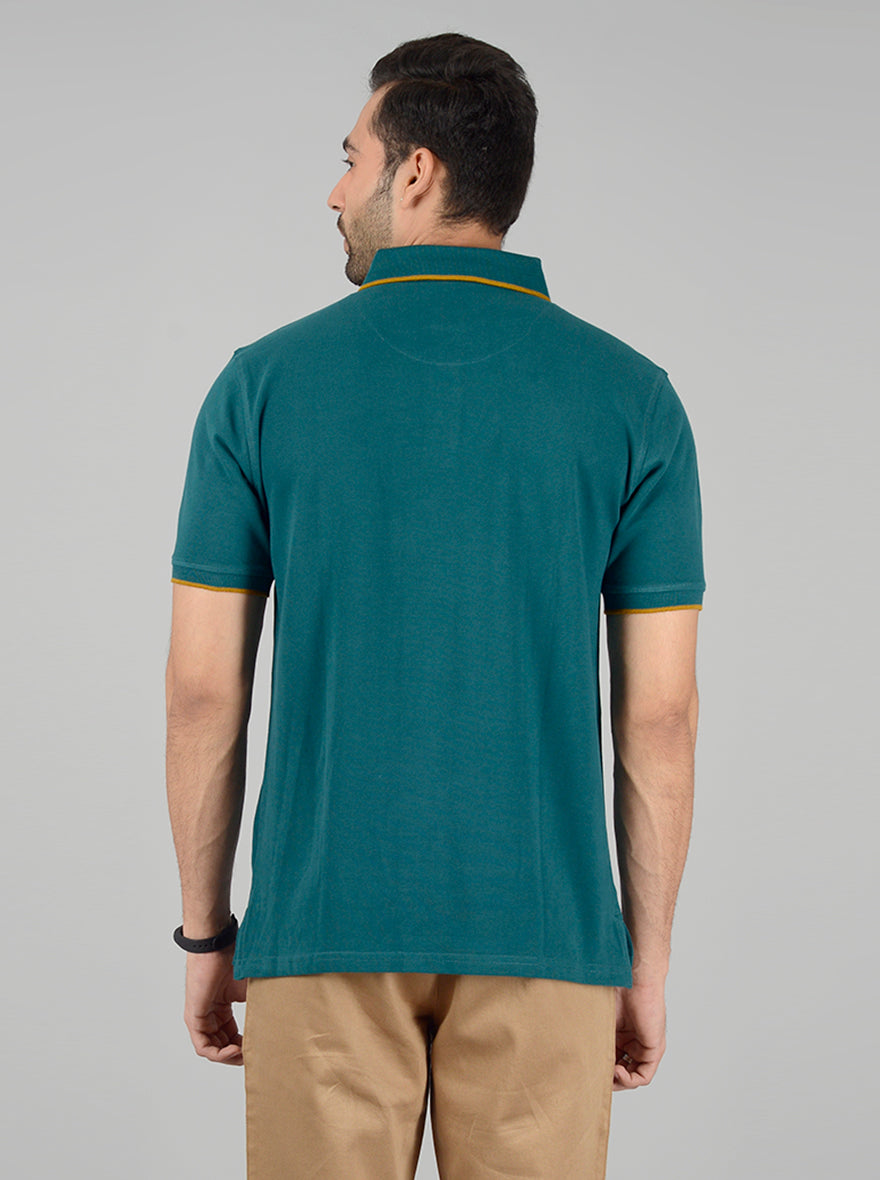 Green Solid Slim Fit Polo T-Shirt | JB Sport