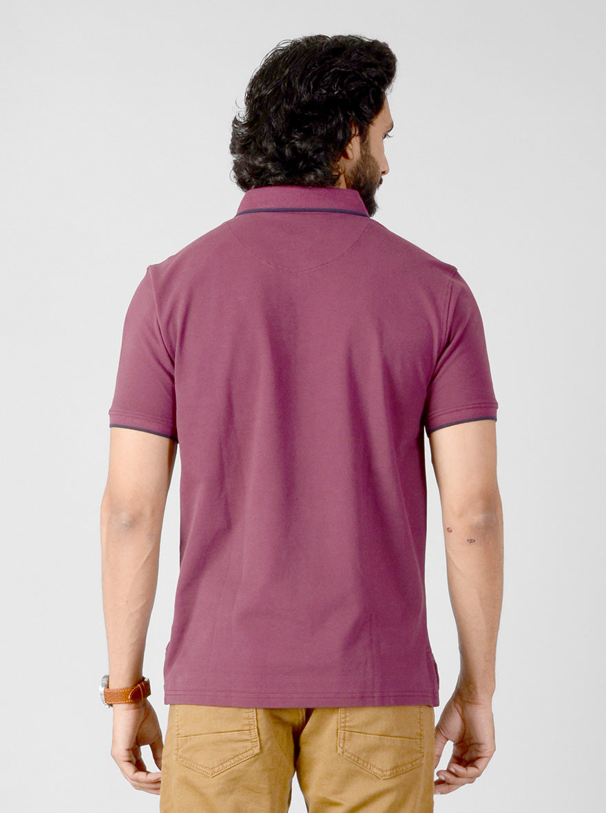 Wine Solid Slim Fit Polo T-shirt | JB Sport