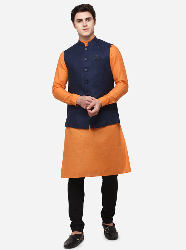 Dark Blue Regular Fit Solid Modi Jacket | JadeBlue