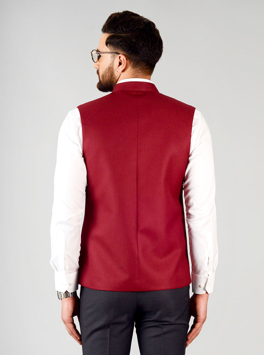 Maroon Bandhgala Jacket | JB Studio