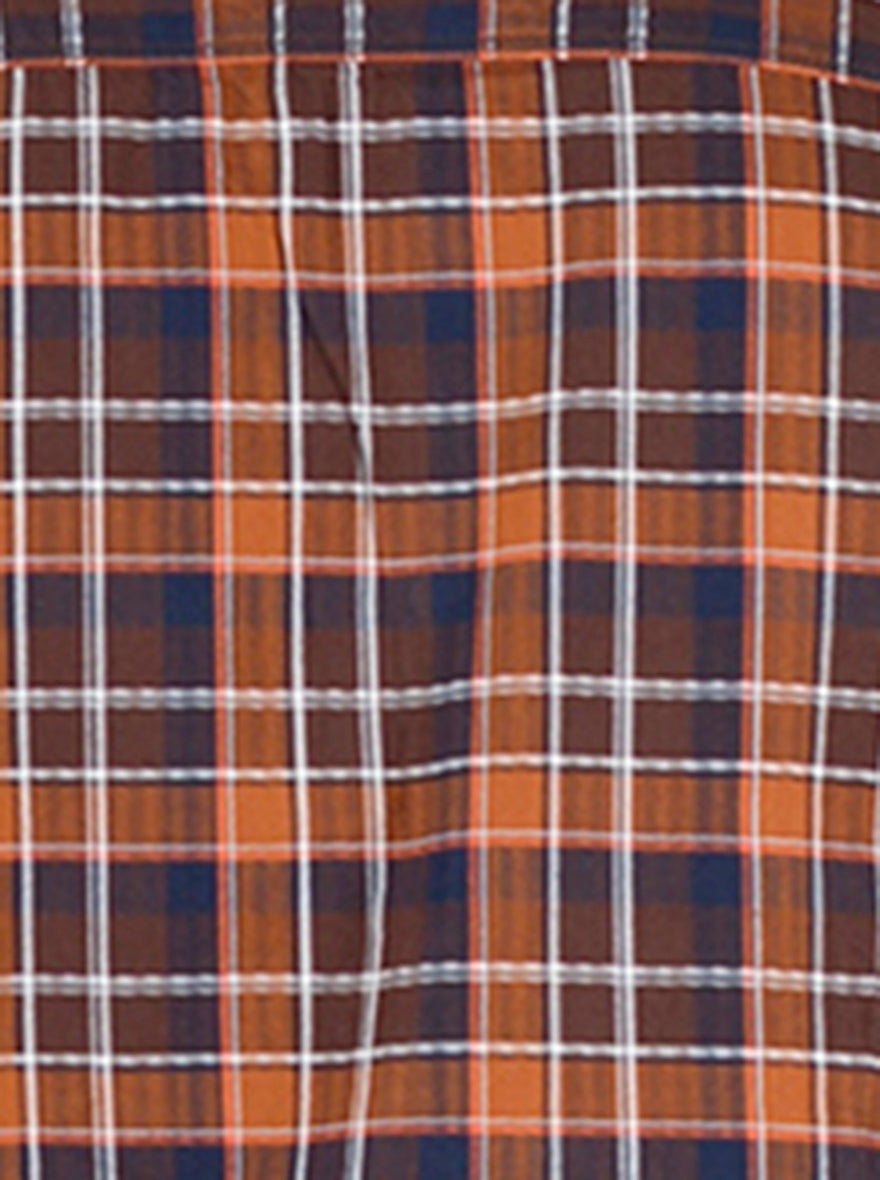 Leather Brown Checked Slim Fit Casual Shirt | Greenfibre