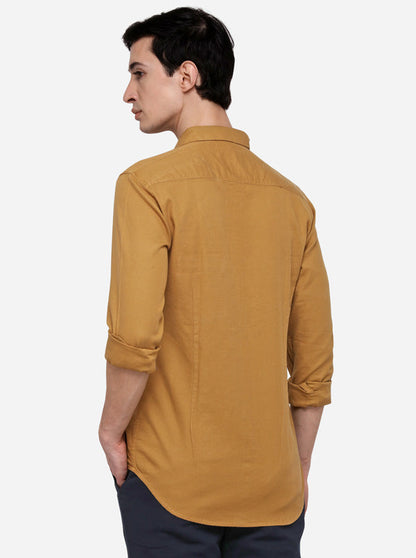 Khaki Slim Fit Solid Casual Shirt | JB Sport