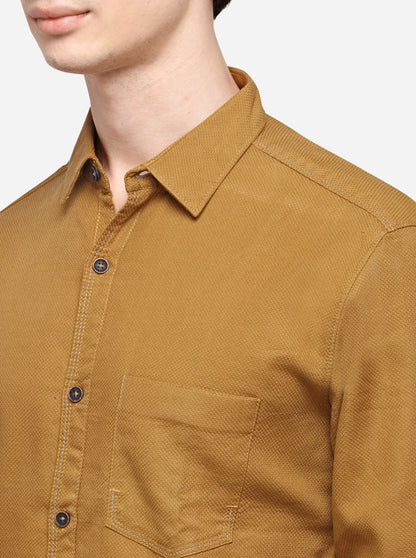 Khaki Slim Fit Solid Casual Shirt | JB Sport