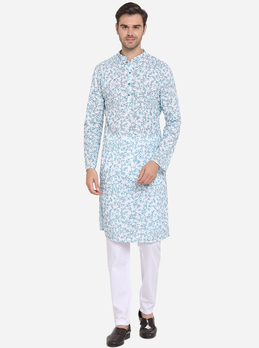 White & Green Kurta Set | Azania