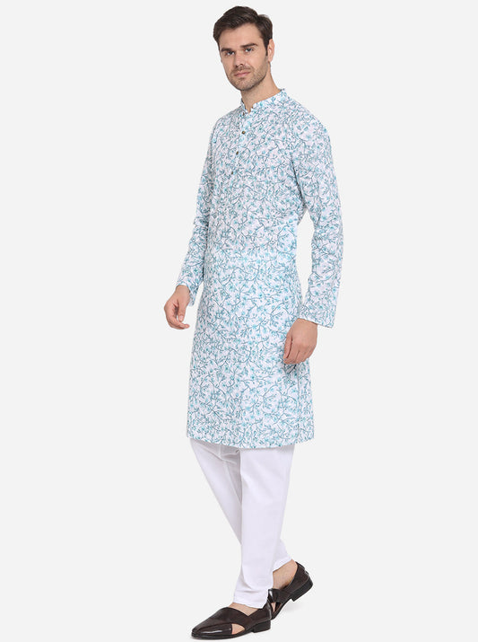 White & Green Kurta Set | Azania