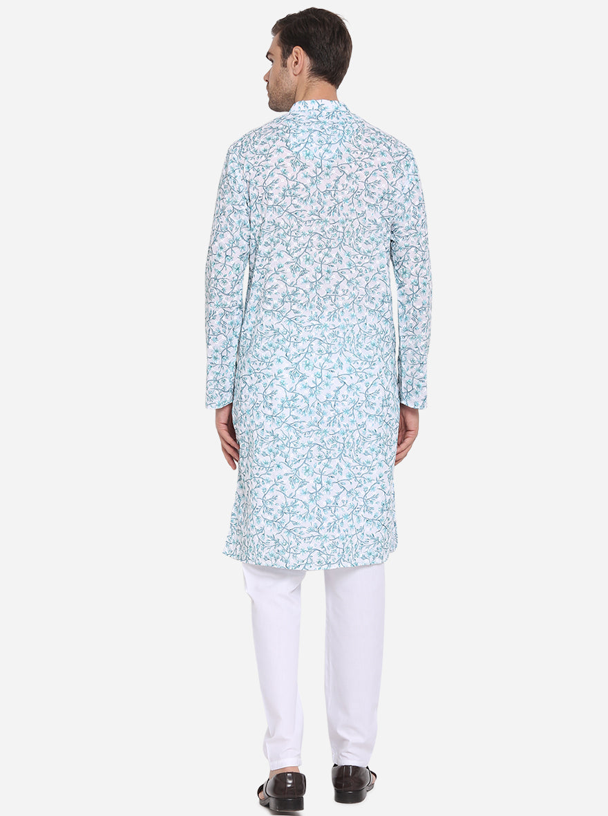 White & Green Kurta Set | Azania