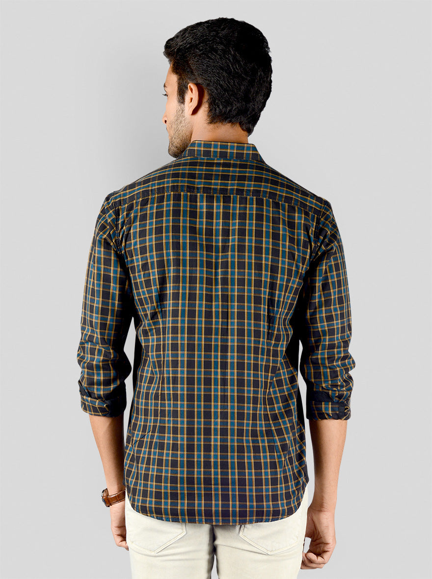 Black Checked Slim Fit Casual Shirt | JB Sport