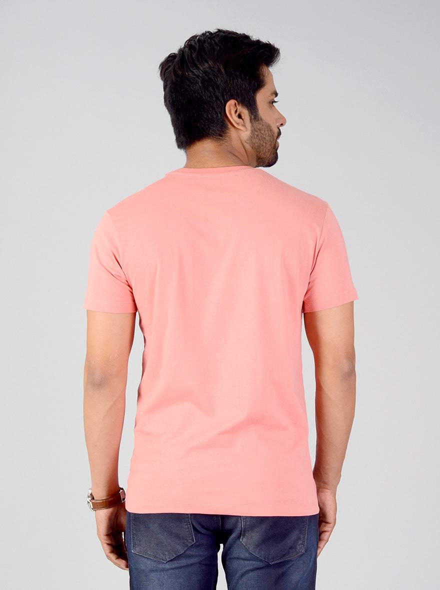 Tint Pink Printed Slim Fit T-shirt | Greenfibre