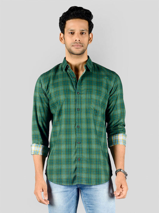 Posy Green & Blue Checked Slim Fit Casual Shirt | JB Sport