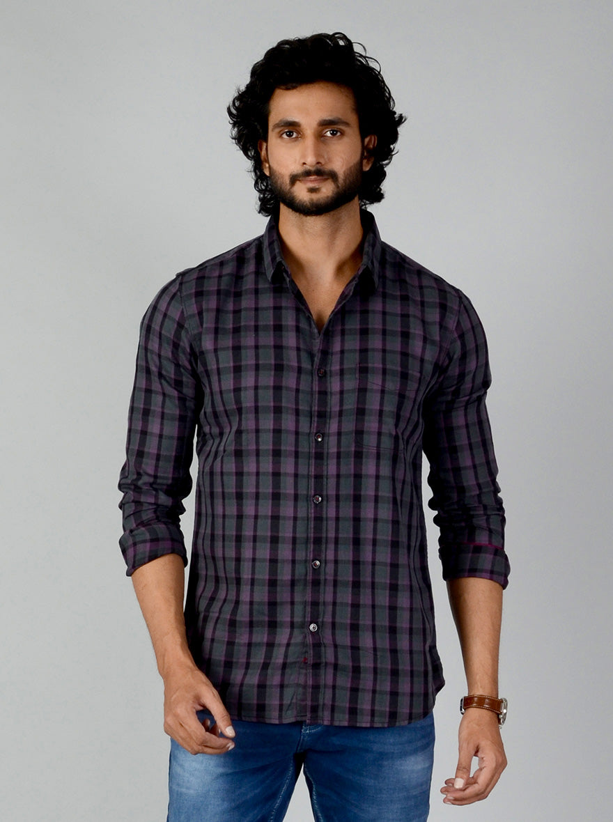 Wild Aster Checked Slim Fit Casual Shirt | JB Sport