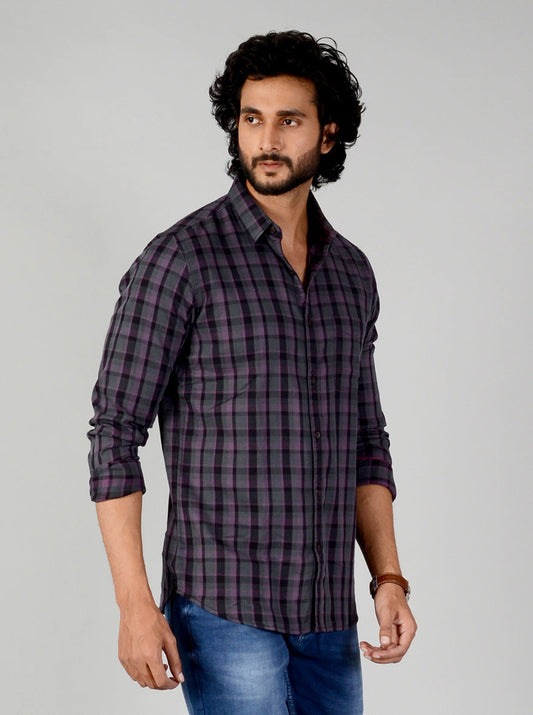 Wild Aster Checked Slim Fit Casual Shirt | JB Sport