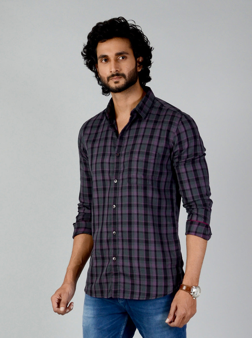 Wild Aster Checked Slim Fit Casual Shirt | JB Sport