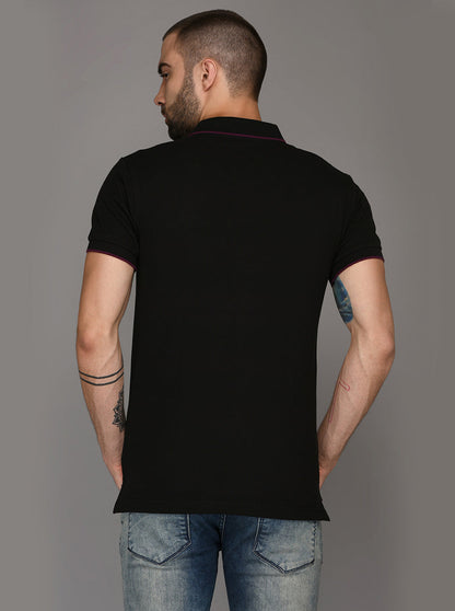 Greenfibre Black Slim Fit Polo T-Shirt