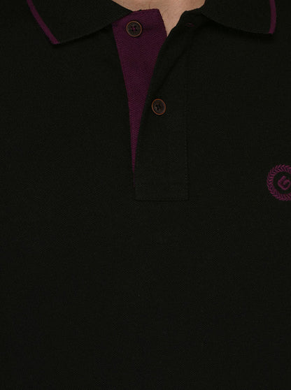 Greenfibre Black Slim Fit Polo T-Shirt