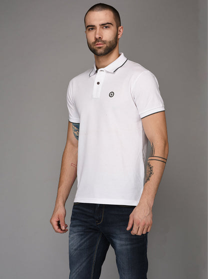 Greenfibre White Slim Fit Polo T-Shirt