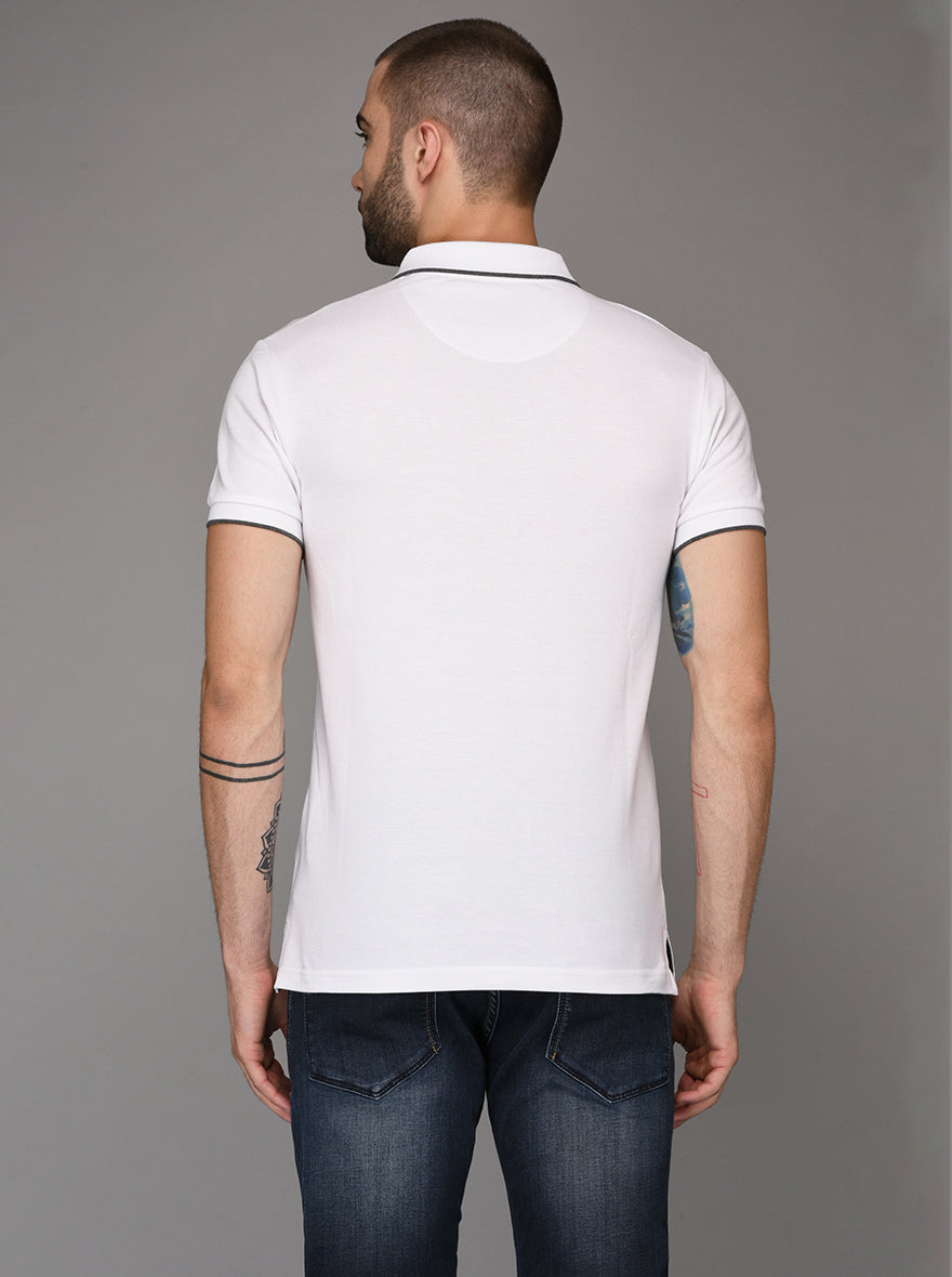 Greenfibre White Slim Fit Polo T-Shirt
