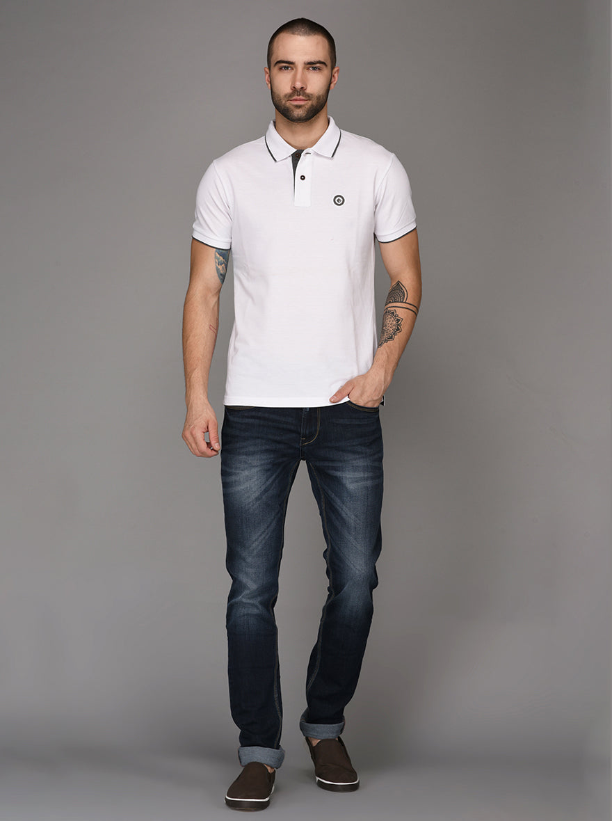 Greenfibre White Slim Fit Polo T-Shirt