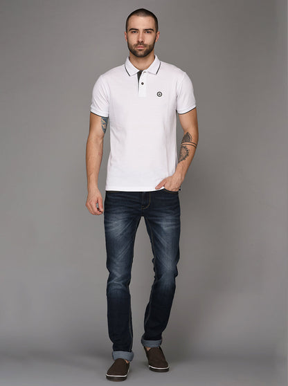Greenfibre White Slim Fit Polo T-Shirt