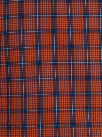 Rust Checked Slim Fit Casual Shirt | Greenfibre