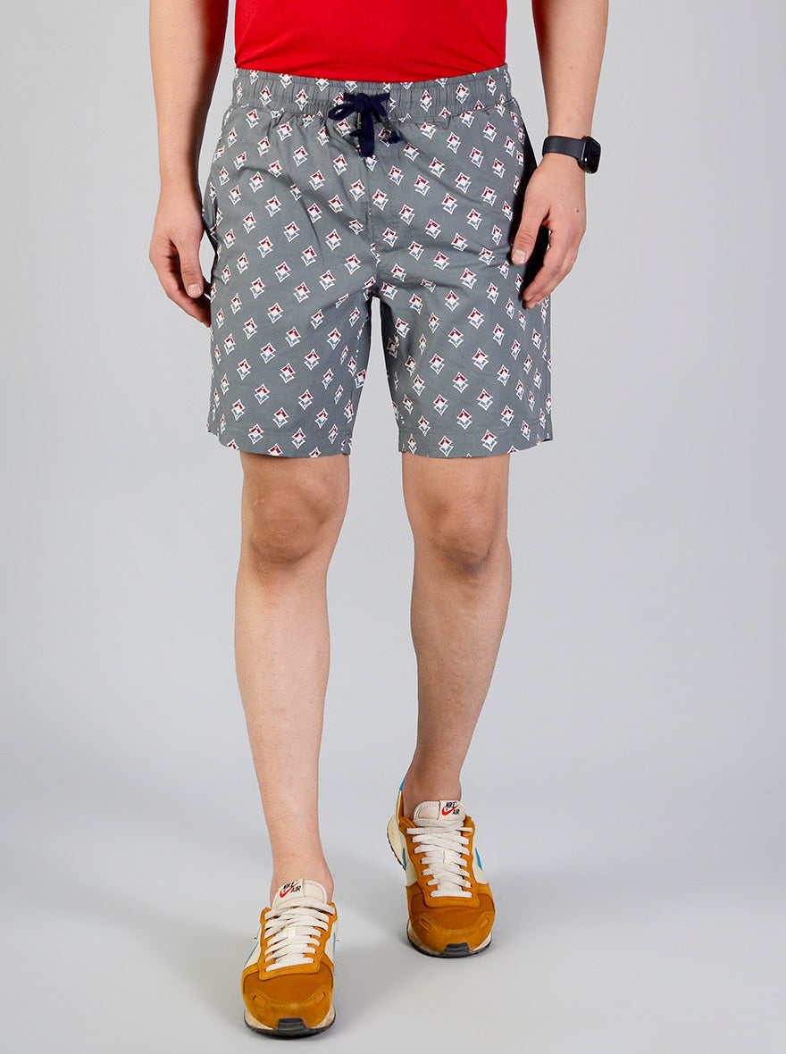 Goblin Blue Printed Regular Fit Shorts | JadeBlue