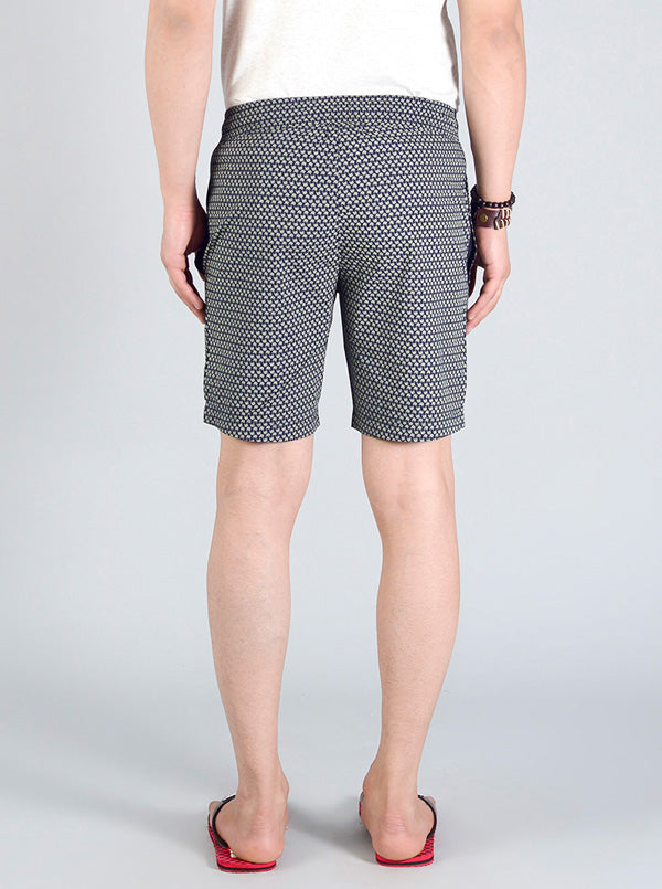 Eclipse Blue Printed Regular Fit Shorts | JadeBlue