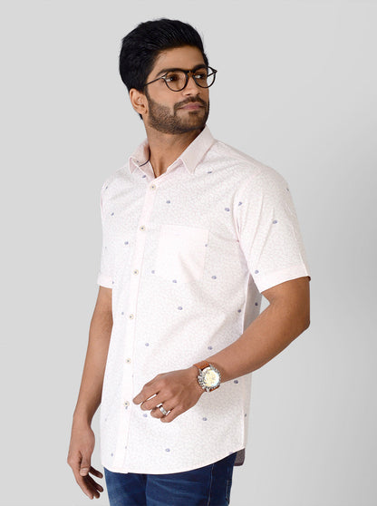 Chalk Pink Printed Slim Fit Casual Shirt | JB Sport