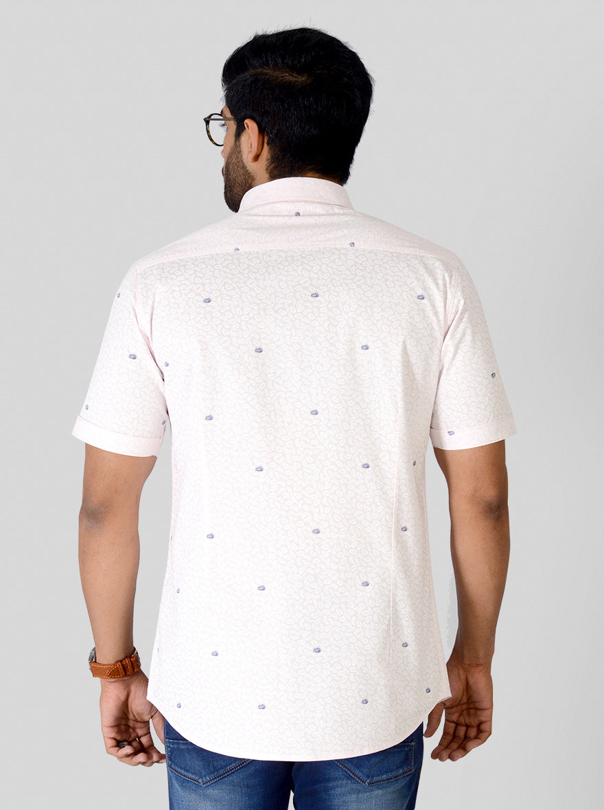 Chalk Pink Printed Slim Fit Casual Shirt | JB Sport