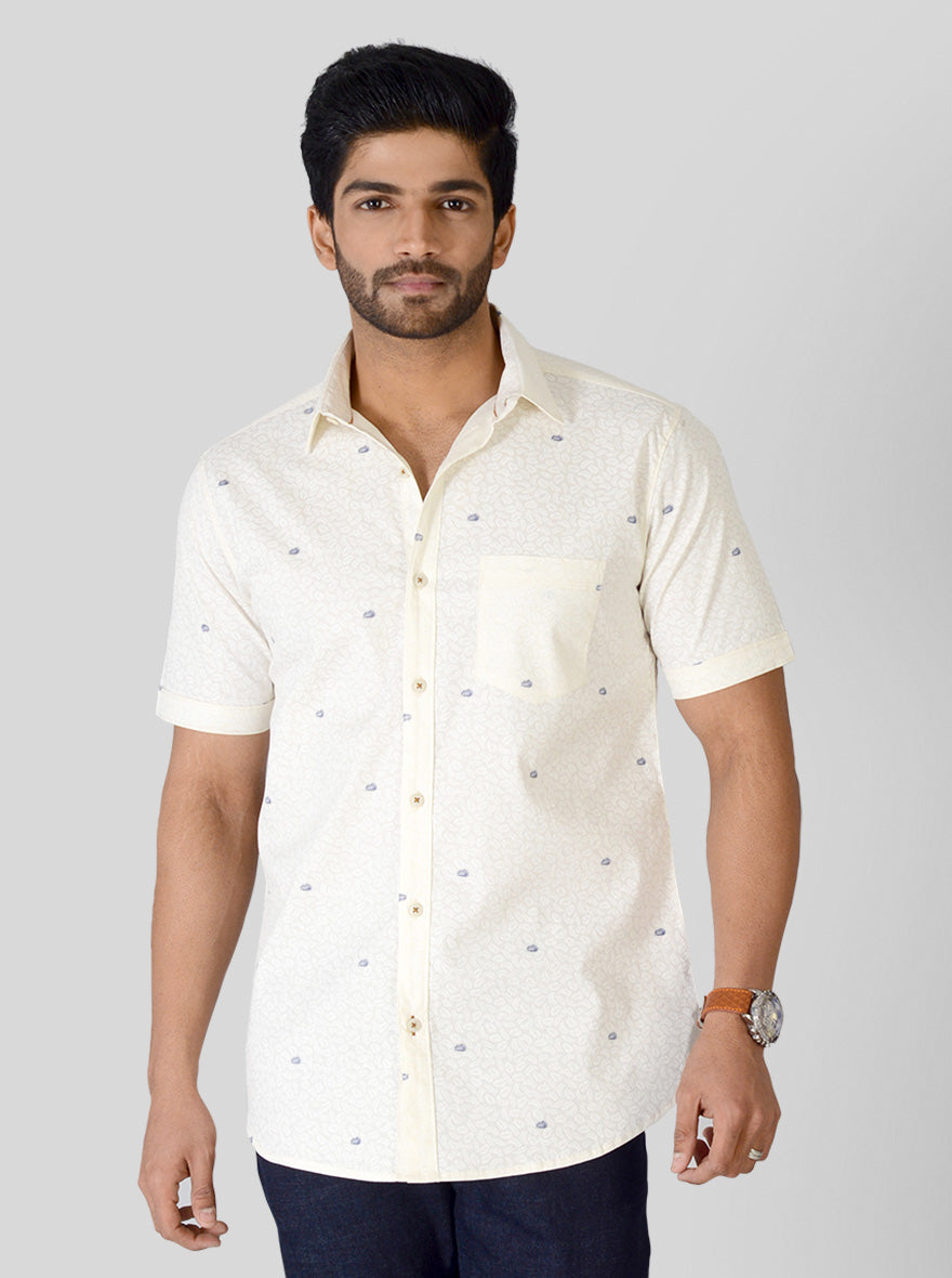 Banana Yellow Printed Slim Fit Casual Shirt | JB Sport