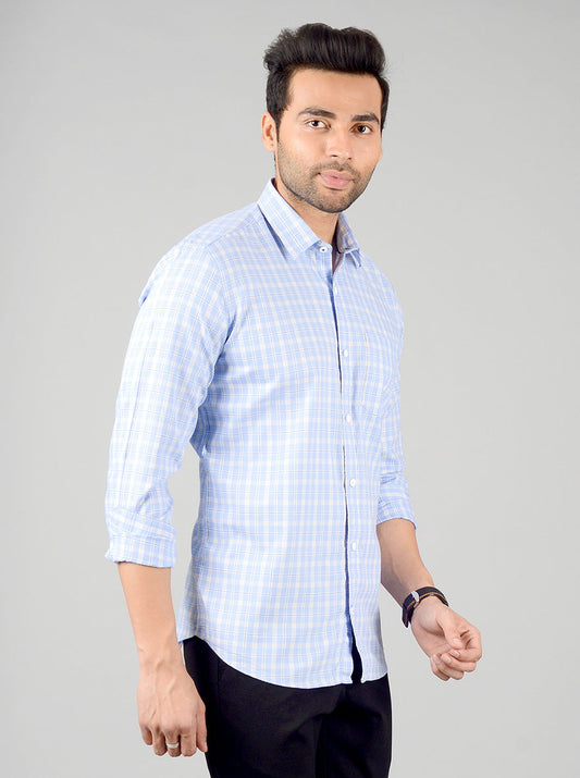 Lavender Luster Checked Slim Fit Casual Shirt | JB Sport