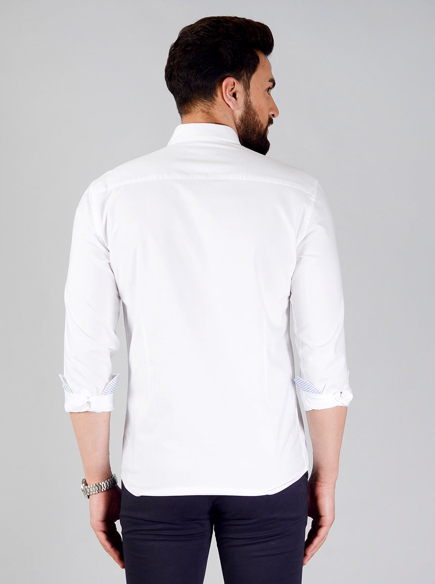 Snow White Solid Slim Fit Casual Shirt | JB Sport